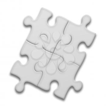 Closeup of puzzle pieces isolated on white background. Team business concept. Highly detailed illustration.