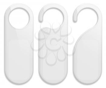 Set of door hanger tags for room in hotel, resort, home isolated on white background. Highly detailed illustration.