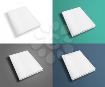 Set of blank book cover template isolated on white background with shadows. Highly detailed illustration..