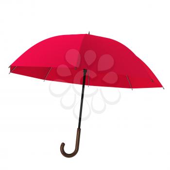 Open red umbrella isolated on white background. Highly detailed render.