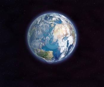 Earth from space. 3D rendering. Elements of this image furnished by NASA.