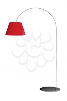 Red floor lamp isolated on white background. 3D rendering.
