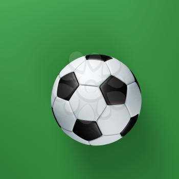 Soccer ball with shadows on green background. Detailed illustration.