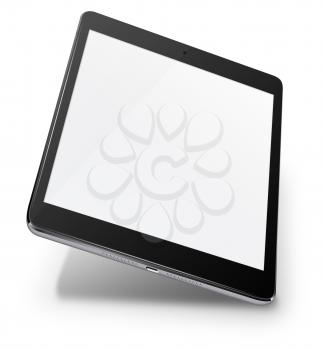 Realistic tablet pc computer with blank screen isolated on white background. 3d Illustration.
