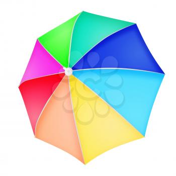 Colourful beach umbrella isolated on white background. 3D illustration.