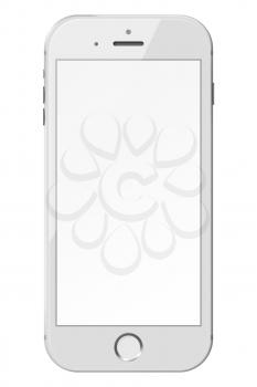 Smart phone with blank screen isolated on white background. 3D illustration.