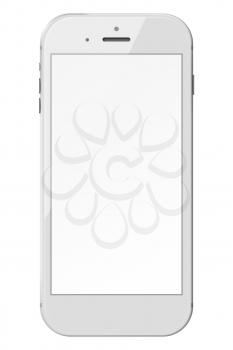 Smart phone with blank screen isolated on white background. 3D illustration.