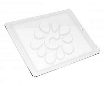 Realistic tablet pc computer with blank screen isolated on white background. 3D illustration.