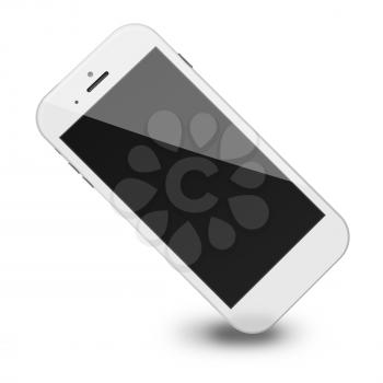 Smart phone with black screen and shadows isolated on white background. 3D illustration.