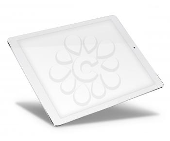 Realistic tablet pc computer with blank screen isolated on white background. 3D illustration.