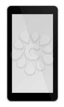 Smart phone with black and white screen isolated on white background. 3D illustration.