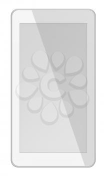 Smart phone with white screen isolated on white background. 3D illustration.