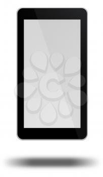 Smart phone with black and white screen isolated on white background. 3D illustration.