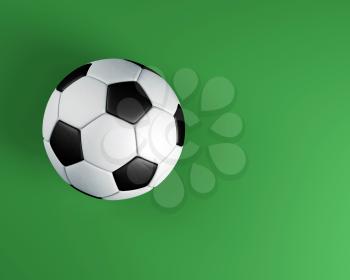 Soccer ball with shadows on green background. 3D illustration.