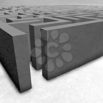 Maze on gray background. Concept for decision-making. 3d illustration.
