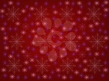 Abstract red background with snowflakes. 3d illustration.
