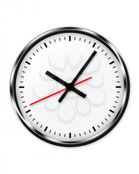 Wall clock without numbers isolated on white background. 3d illustration.