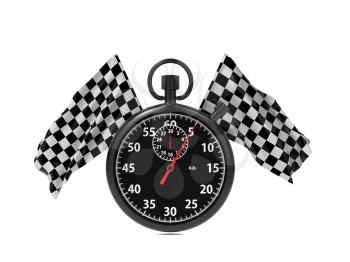 Checkered flag with Stopwatch. Start - Finish Concept.