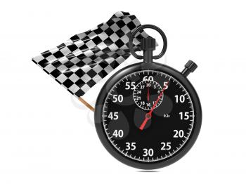 Stopwatch with checkered flag. Start - finish.