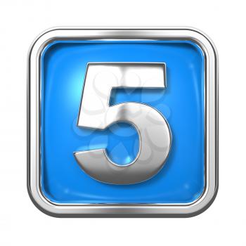 Silver Numbers in Frame, on Blue Background - Number 5