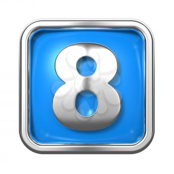 Silver Numbers in Frame, on Blue Background - Number 8