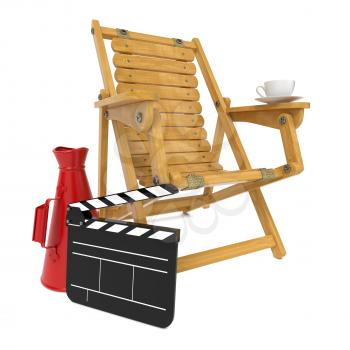 Director's Chair with Clap Board and Red Megaphone.