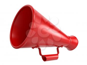 Red Megaphone or Bullhorn Isolated on White.