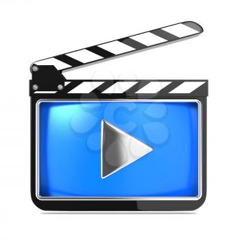 Clapboard Icon with Blue Screen. Media Player Concept.