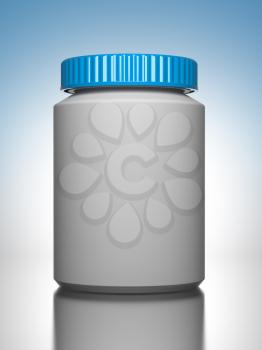 Pill Bottle on Blue Background the Chemical or Medical Concept