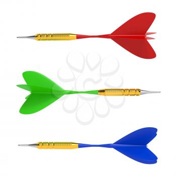 Set of Multi-Colored Darts. Isolated on White.