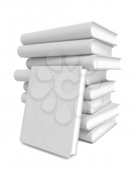 Stack of Blank Books. Isolated on White Background.