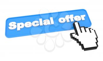 Special Offer Blue Button with Hand Shape Cursor.