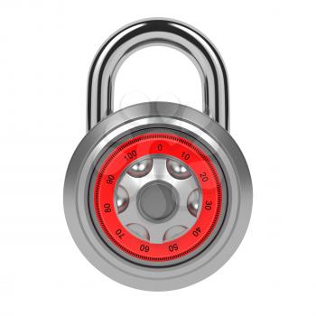 Silver Dial Padlock with Code Isolated over White.