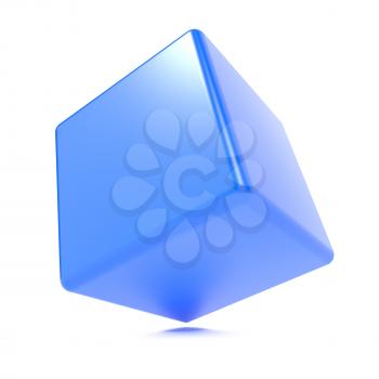 3d Blue Cube Isolated on White Background.