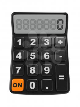 Black calculator 3D. Isolated on White Background.