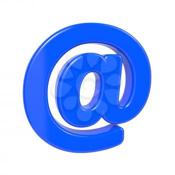 E-mail Concept. Blue Symbol @ on White Background.