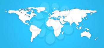 Hight Detailed 3D World Map on Blue Background.