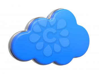Cloud Computing Concept. Blue Cloud on White Background.