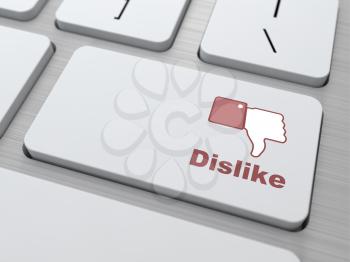 Dislike Button on Modern Keyboard - Social Media Concept.