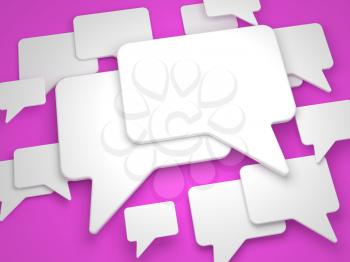 Blank Speech Bubble on Lilac Background. Social Media Concept.