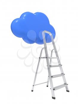 Competition Concept, Cloud with Ladders on White.