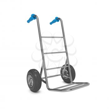 Empty Hand Truck on White Background. Free Shipping Concept.