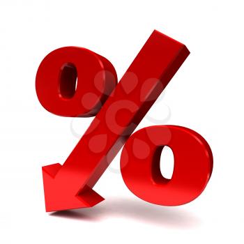 red percent sign denoting a decrease