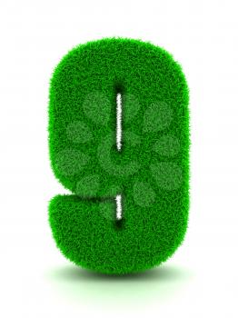 3d Rendering of Grass Number on White Isolated Background.