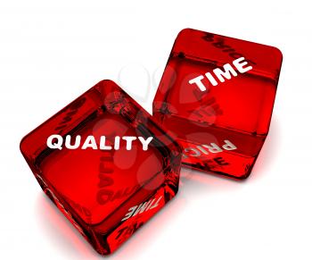 two dice designating time - quality