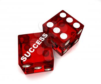 two red dice on white background