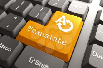 Orange Translate Button on Computer Keyboard. Internet Concept.