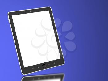 Touchpad with Blank Screen on Blue Background. 3D Render.
