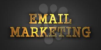 Email Marketing. Gold Text on Dark Background. Business Concept. 3D Render.