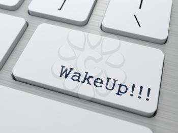 Wake Up. Internet Concept. Button on Modern Computer Keyboard.